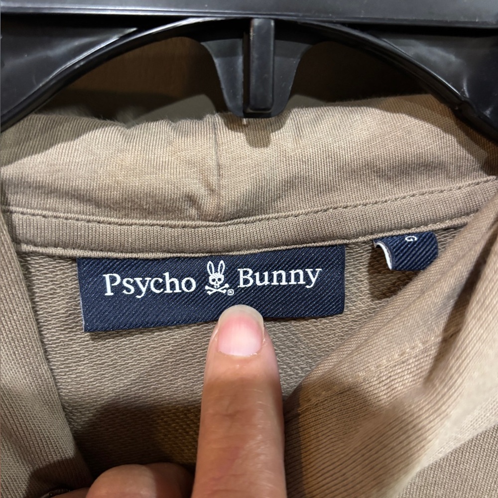 Psycho Bunny Hoodie Mens XL Beige Pullover 4000 Stitches Infinite Character - Picture 4 of 8